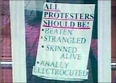 anti-protest window sign