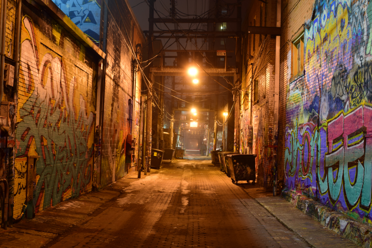 art alley in the fog